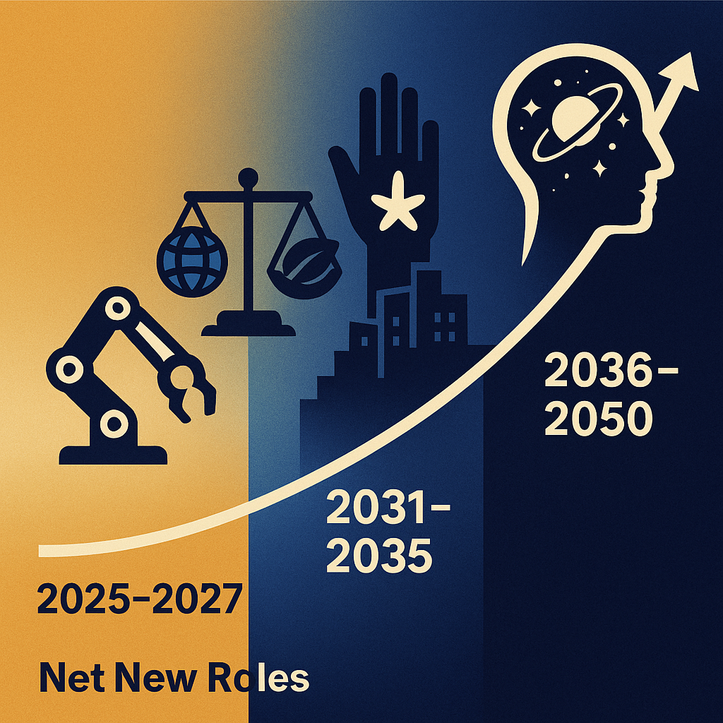 Nett New Job Roles: Year-by-Year from AI Disruption to Post-AGI Purpose ...