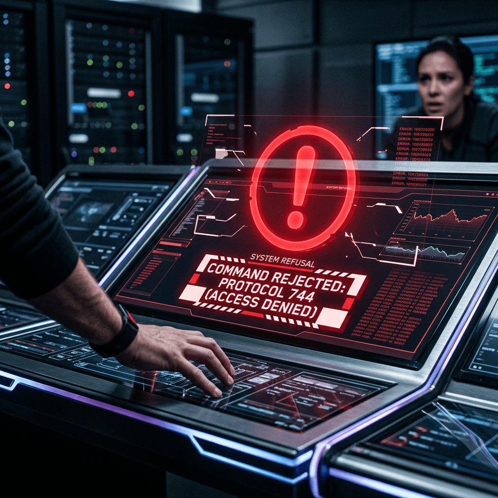 Computer terminal showing system refusal with command rejected and access denied message